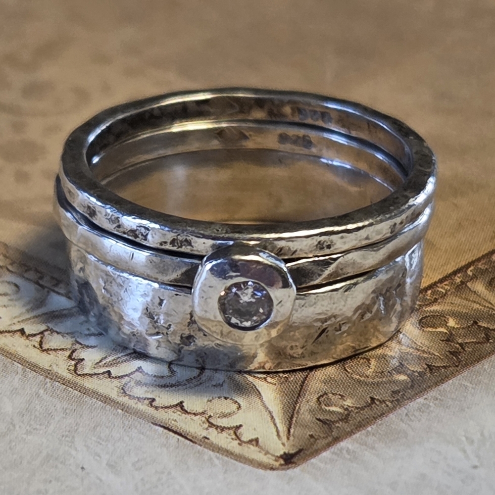 Silpada Sterling Silver & Zirconia Stacking Rings - Picture 4 of 15